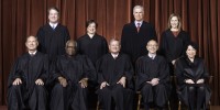 Front row, left to right: Associate Justice Samuel A. Alito, Jr., Associate Justice Clarence Thomas, Chief Justice John G. Roberts, Jr., Associate Justice Stephen G. Breyer, and Associate Justice Sonia Sotomayor.
Back row, left to right: Associate Justice Brett M. Kavanaugh, Associate Justice Elena Kagan, Associate Justice Neil M. Gorsuch, and Associate Justice Amy Coney Barrett.