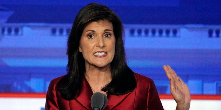 Image: Nikki Haley during the debate on Wednesday night.