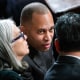 Hakeem Jeffries, Katherine Clark, and Pete Aguilar speaking.