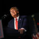 Republican presidential candidate former U.S. President Donald Trump at a campaign event in Sioux City, Iowa on Oct. 29, 2023. 